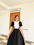 ORANGE JUICE Lace Decor Peter Pan Collar A-Line Midi Dress